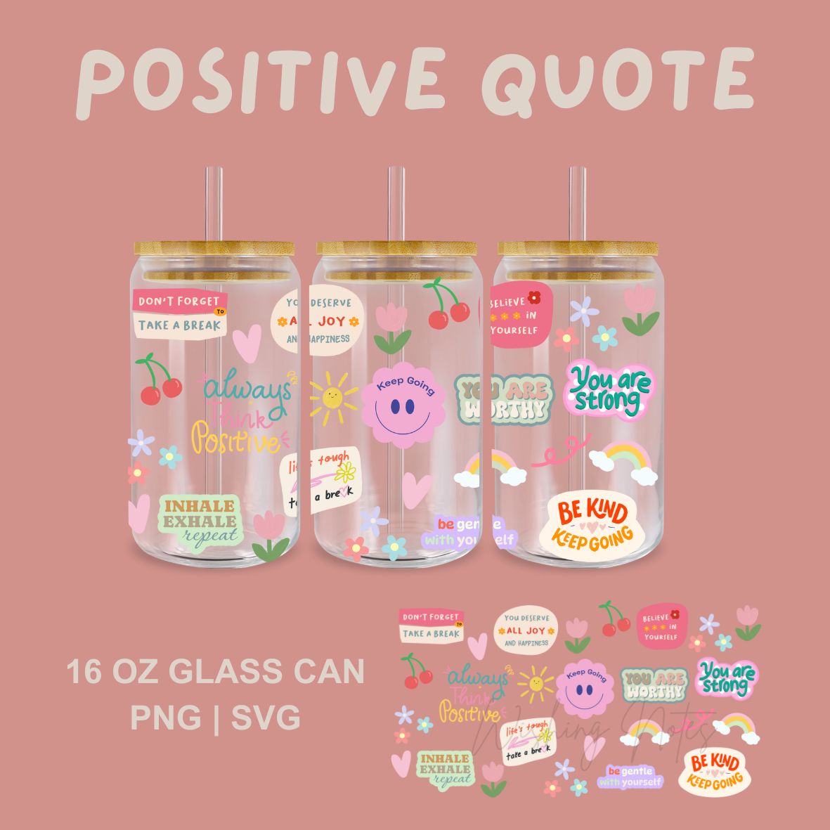 Positive Energy Sticker Glass cup