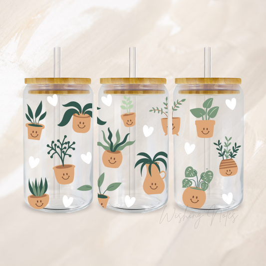 Plants lover smiley Glass cup