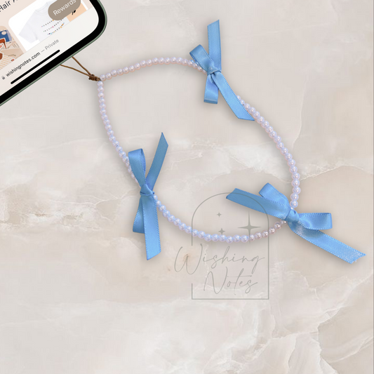 Blue Cute Ribbon Phone Strap, bow phone charm