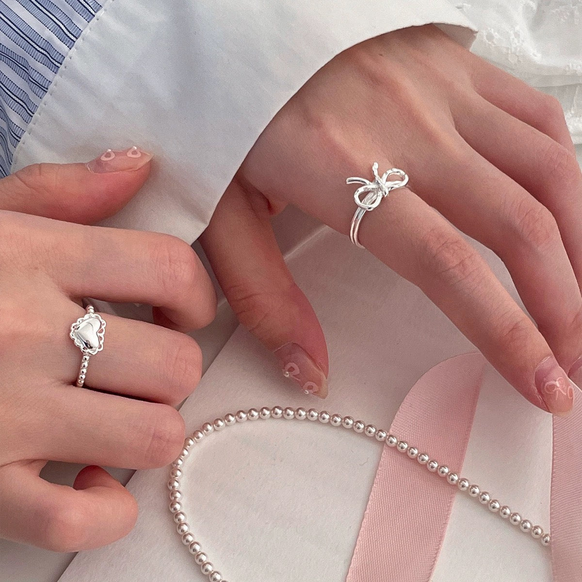 Gigi lace heart Adjustable ring