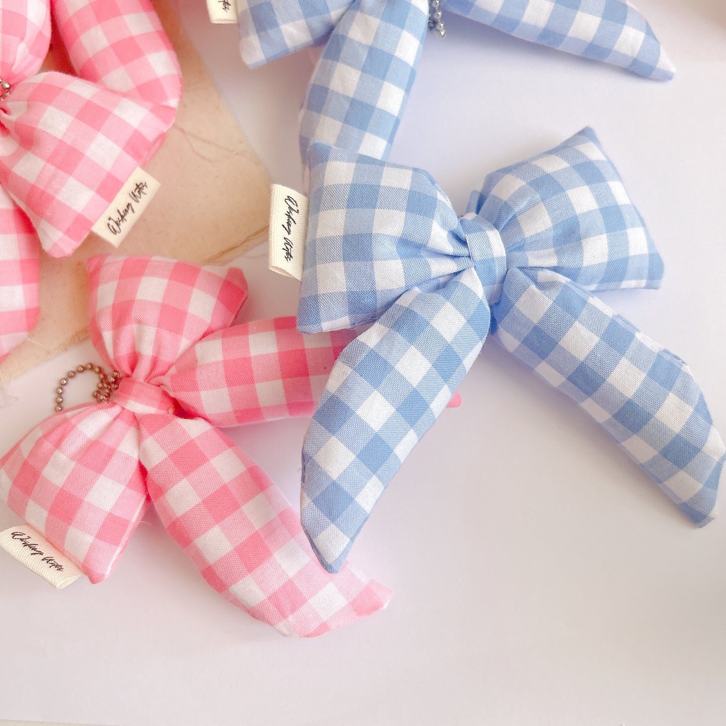 Checkered print Ribbon Bow bag charm